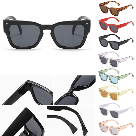 Sunglasses Women Men BWASD Retro Fashion UV Protect Polarized Sun Glasses Unisex Square Frame Lightweight Summer Casual Street Shot Travel Vacation Beach (Black)