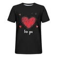 thumbnail image 3 of SOOMLON Mens Tops Casual Crewneck Cotton T Shirts Funny Love Graphic Short Sleeve Shirts 2025 Fashion Black Big and Tall Tees Basic Comfort Loose Tops Blouses Value 4XL, 3 of 3