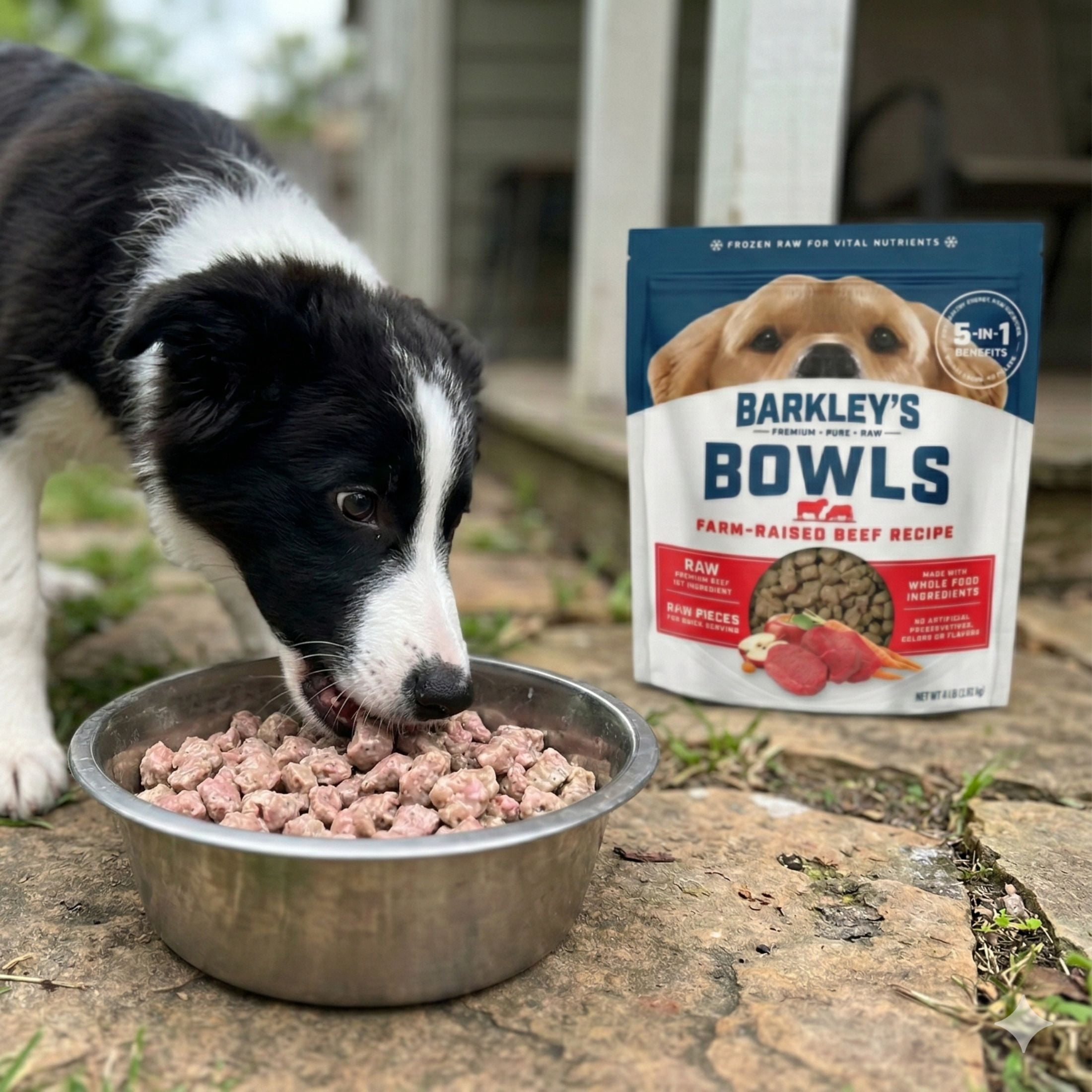 Barkley's Bag Frozen Easy To Digest Beef Bowl. Instant Quick Frozen. 4LB Reclosable Bag