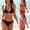 Black, variant on Jacenvly 2024 Bikinis for Juniors 2 Piece Skin-Friendly Women's Solid Bikini Strap Bikini Deep V Split Swimsuit Multicolor Cozy Beach Bikini Wrap Black