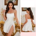 thumbnail image 4 of VONCOS White Slip Dress for Women, Lace Trim Nightwear & Lounge Dress, Cotton Blend Bodycon Mini Sleep Dress with Adjustable Slit, Romantic Elegant Gown,Size S, 4 of 5