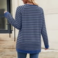 thumbnail image 7 of Lenpel Women's Long Sleeve T Shirts Trendy Fall Crew Neck Side Split Stripped Casual Tops Oversized Tee Shirts, 7 of 7