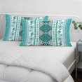 thumbnail image 3 of Turquoise Boho Pillow Covers, Linen Long Throw Pillow Case, Southwest Aztec Tropical Tree Animals Motifs Holiday Pillow Protector Decorative Cushion Cover for Living Room/Bedroom 20" x 26", 3 of 8