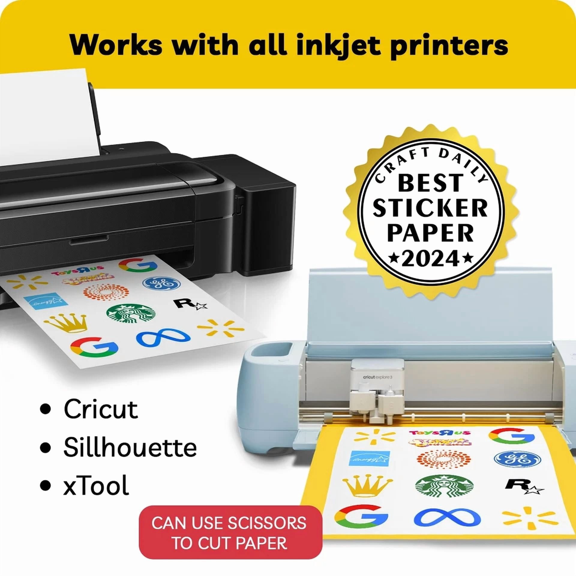 CIRCLE- Sticker Paper For Inkjet Printer - 30 Sheets 8.5 X 11" Letter Size Matte Stic...