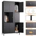 thumbnail image 4 of GAEANET 9 Doors Metal Storage Locker Cabinet for Employees, Storage Locker for School Office Gym Bedroom, Industrial Steel Storage Locker with 18 Hooks, Black, Assembly Required, 4 of 8