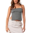 thumbnail image 2 of Sngxgn Women's Lace Camisole Spaghetti Strap Lace Crop Tops Lace Tank Tops for Women(Grey,M), 2 of 7