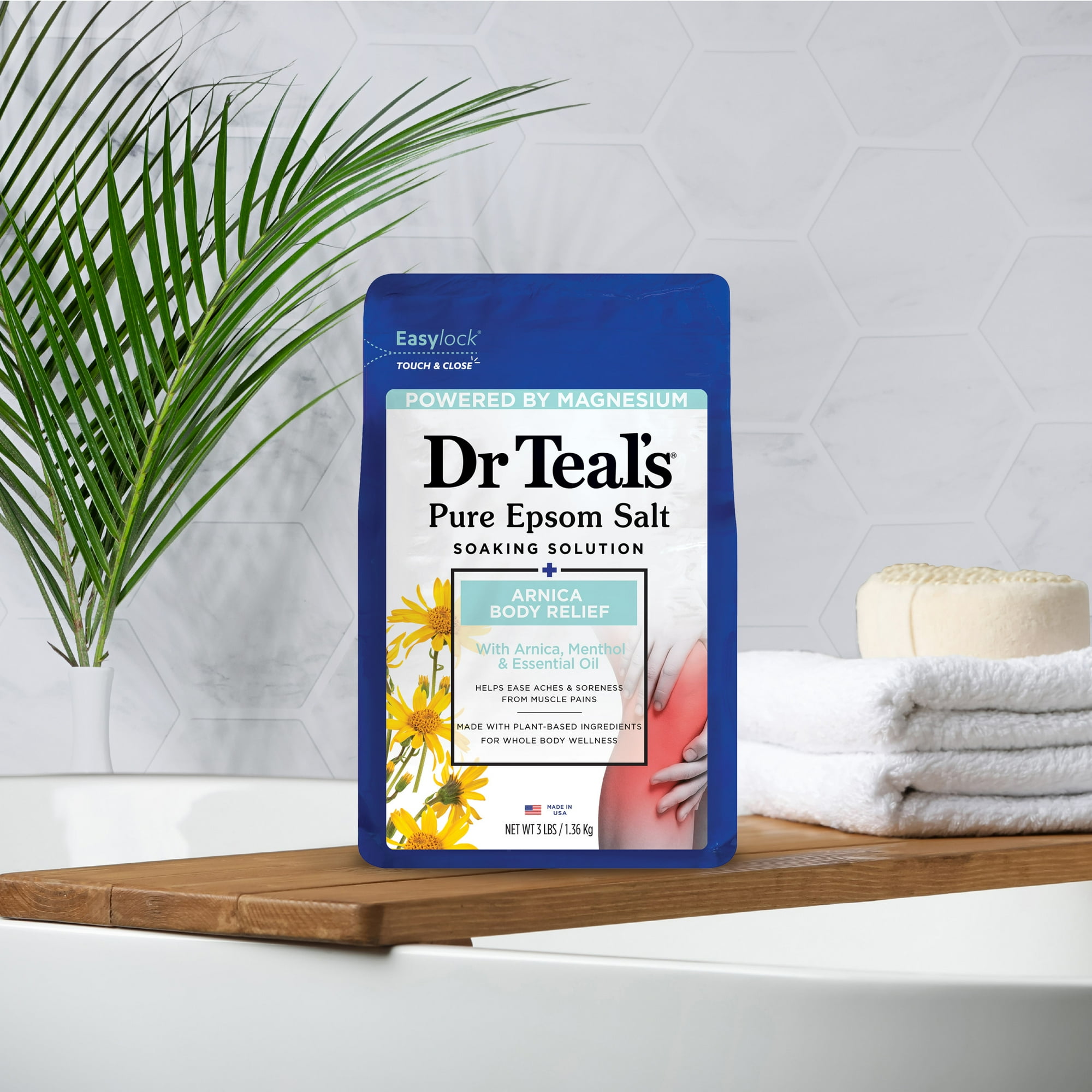 Dr Teal's Arnica Body Relief Epsom Salt Soak with Menthol, 3 lbs