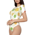 thumbnail image 2 of KLL Women 's Crew Neck Bodysuit Jumpsuits Colorful Lemons Print Short onesies Stretch T Shirts, 2 of 7