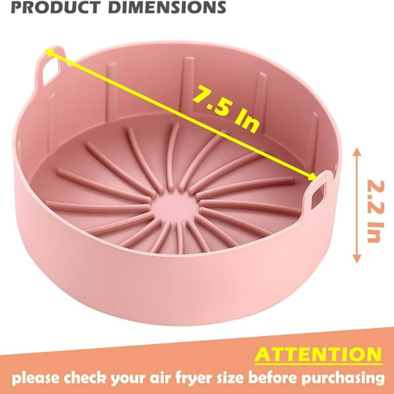 knwobl 3-pack silicone air fryer liner for 3 to 5qt air fryer oven  accessories(pink