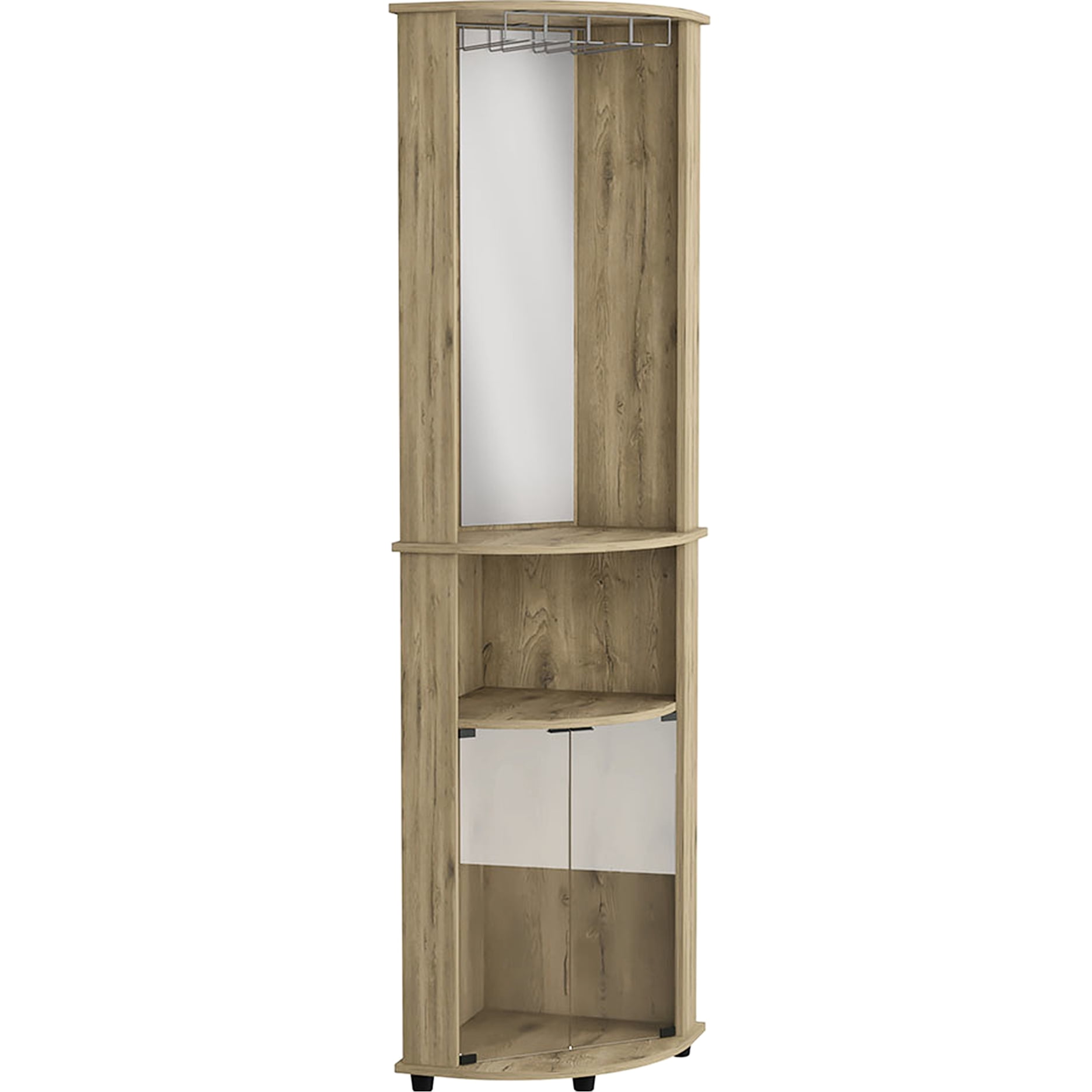 Utilization Bar Cabinet - Three Shelves, Beige Space Efficient For Small Area Particle Board Saving Setup