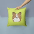 thumbnail image 2 of Carolines Treasures Checkerboard Lime Green Papillon Canvas Fabric Decorative Pillow 14Hx14W multicolor, 2 of 4