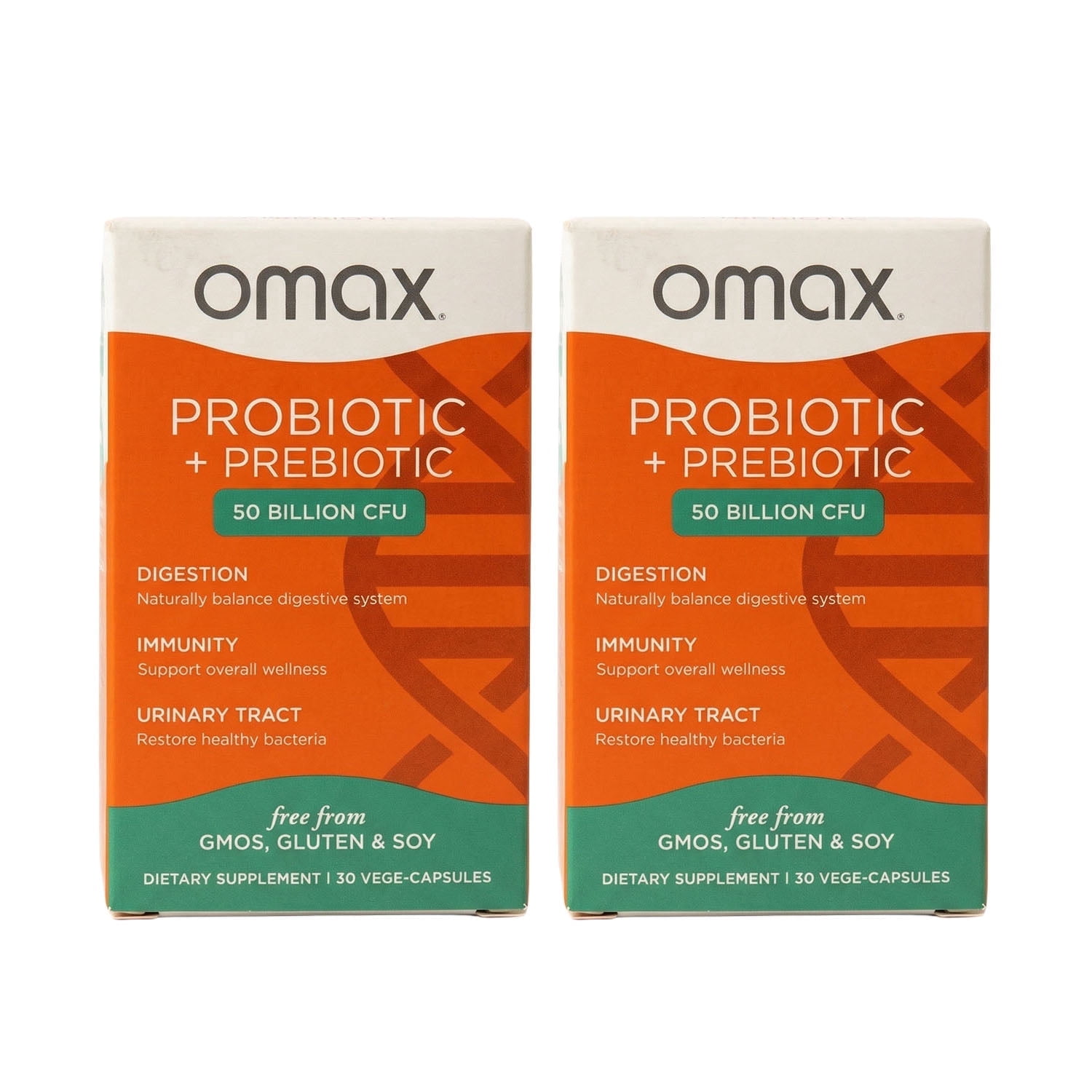 Omax Daily Probiotic & Prebiotic, 50B CFU, Vegan, Dairy-Free, Gluten-Free, 30 capsules (2 Pack)