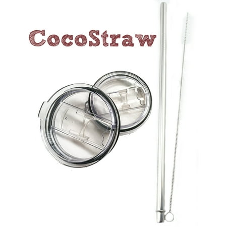 2 Pack Replacement Lid for Yeti Ozark Trail 30 oz CocoStraw Slide Closing  Straw Vacuum RTIC Tumbler Rambler Drinking Cup Clear 
