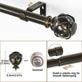 thumbnail image 3 of KAMANINA 1 Inch curtain Rod Telescoping Single Drapery Rod 72 to 144 Inches (6-12 Feet) Antique Bronze curtain Rods for Windows 69 to 140 Inches Netted Texture Finials, 3 of 5