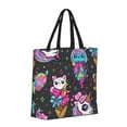 thumbnail image 2 of Naloa Cat Icecream Tote Bag for Women, Foldable Tote Bag With Zipper, Large Shoulder Bag, Top Handle Handbag for Travel, Work, Shopping, 2 of 9