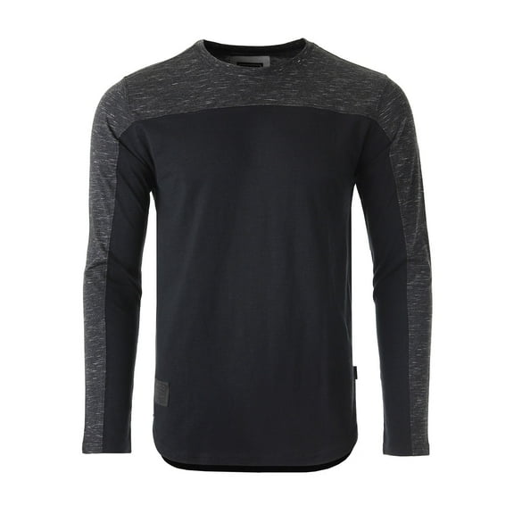 ZIMEGO Men's Casual Color Block Long Sleeve Curved Hemline Athletic Activewear Hiphop Hipster Shirts
