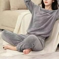 thumbnail image 4 of Conjunto de pijama de franela para mujer, ropa de dormir gruesa y cálida de terciopelo, sudadera de otoño, invierno, 4 of 4