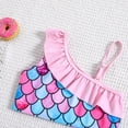thumbnail image 4 of GYRATEDREAM Infant Baby Girls Two Piece Swimsuits Print Bikini One Shoulder Ruffle Tankini Bathing Suit, 4 of 7