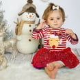 thumbnail image 2 of Wuxian Baby Girls Christmas Tutu Dress Lovely Deer Snowflake Embroidery Striped Mesh Lace Princess Tulle Dress Cozy Stylish Birthday Party Xmas Outfits Winter Dress,Red,12-18 Months, 2 of 7