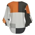 thumbnail image 6 of Orange Geometric Art, Black And White Orange Women's V-Neck Blouse With 3/4 Ruffled Bell Sleeves Casual Top Ladies Blouses, 6 of 7