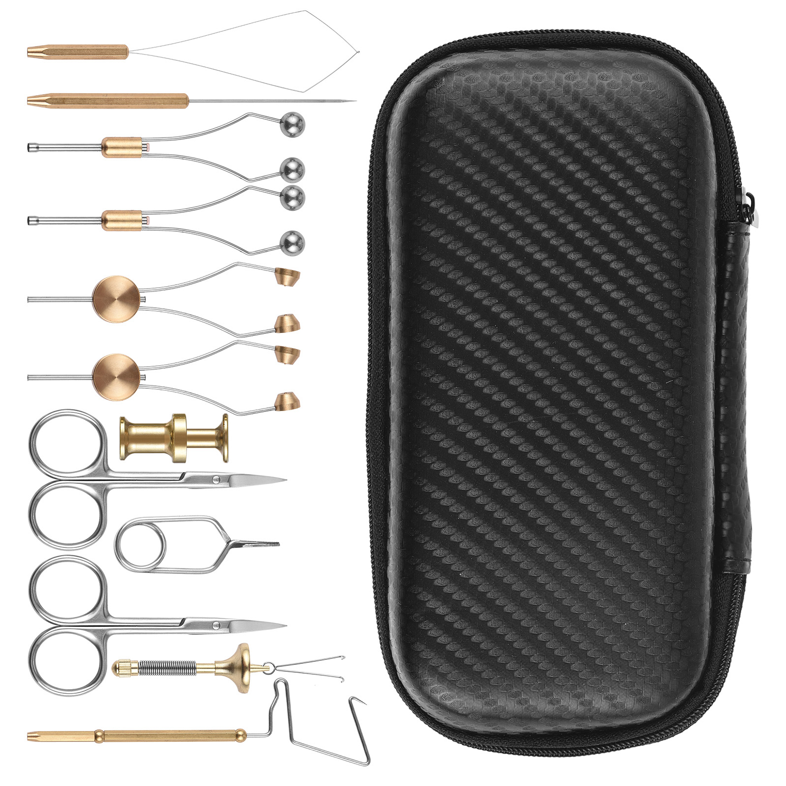 YAHHU 12pcs Premium Fishing Fly Tying Tool Kit Complete Assortment for Freshwater Saltwater Lure Making (6.69 inches / 17 cm)