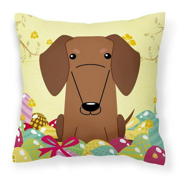 Carolines Treasures BB6130PW1818 Easter Eggs Dachshund Red Brown Fabric Decorative Pillow