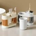 thumbnail image 4 of Bathroom Toothbrush Holder with Cup, Compact Countertop Organizer for Toothpaste & Brushes, Simple Plastic Tray ,bathroom organizers, toothbrush stand,WH1,1PC,, 4 of 6
