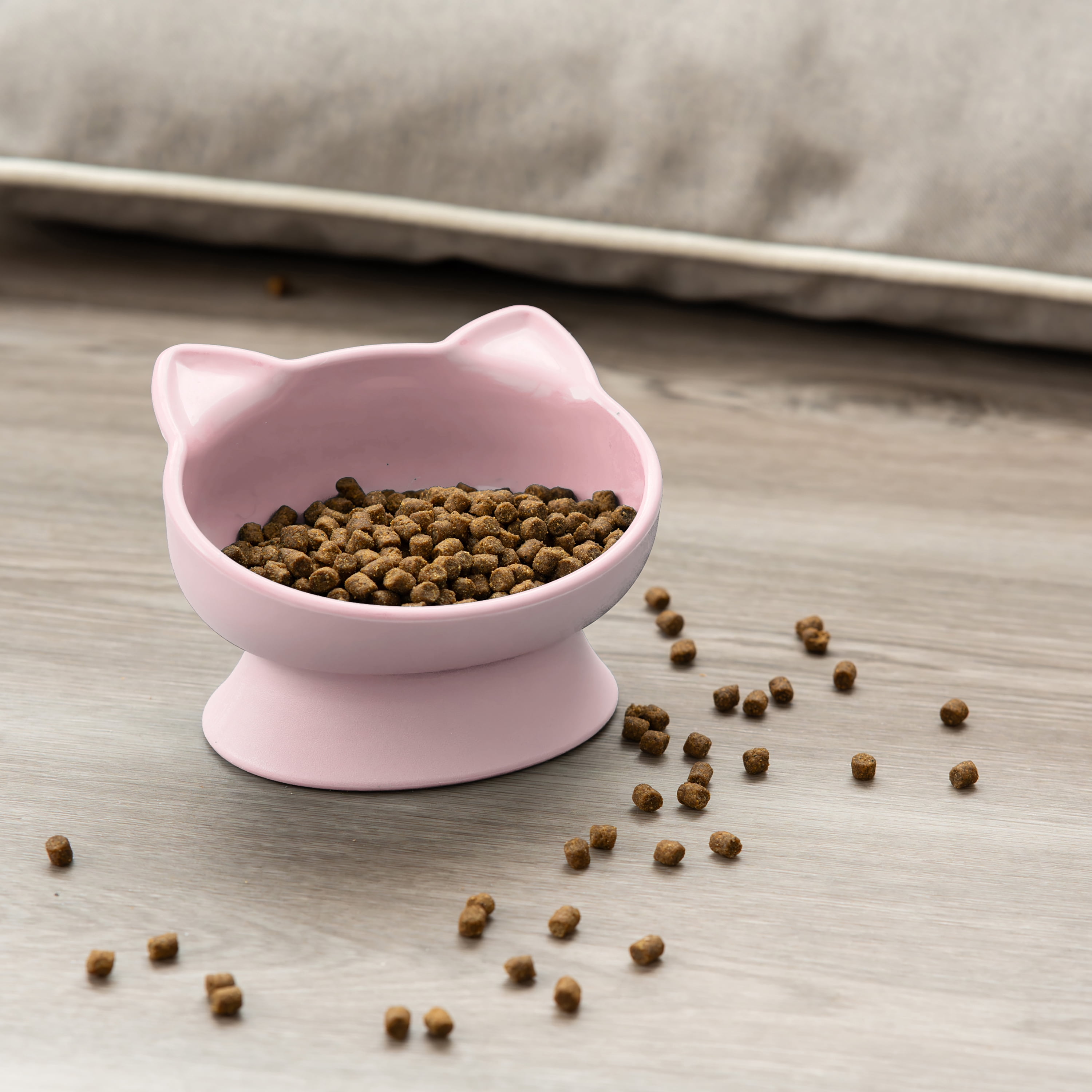 Vibrant Life Plastic Elevated Cat Ear Feeding Bowl, Pink