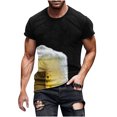 thumbnail image 2 of Lilgiuy 2024 New T-Shirt for Men's Summer Fashion 3D Beer Bubble Printed Short Sleeves Plus Size Tee Blouse Tops Gifts for Your Boyfriend Husband Father(Black,M), 2 of 5