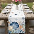 thumbnail image 4 of Navy Blue Coastal Table Runner 72 Inches, Shell Starfish Coral Nautical Summer Beach Bed Runner Dresser Scarves Tabletop for Indoor Outdoor Parties/Ceremony/Banquet, 14" x 72", 4 of 9