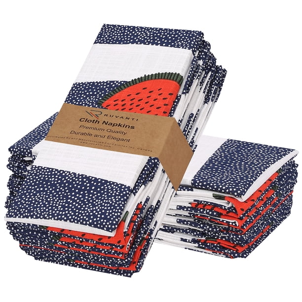 Servilletas de tela Ruvanti, 12 unidades, 100% algodón, 46 x 46 cm, suaves