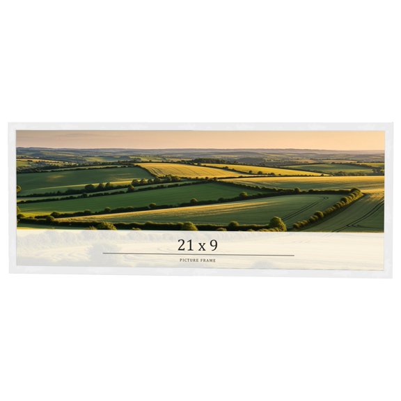 21x9 Frame White Real Wood Picture Frame Width 0.75 inches | Interior Frame Depth 0.5 inches |