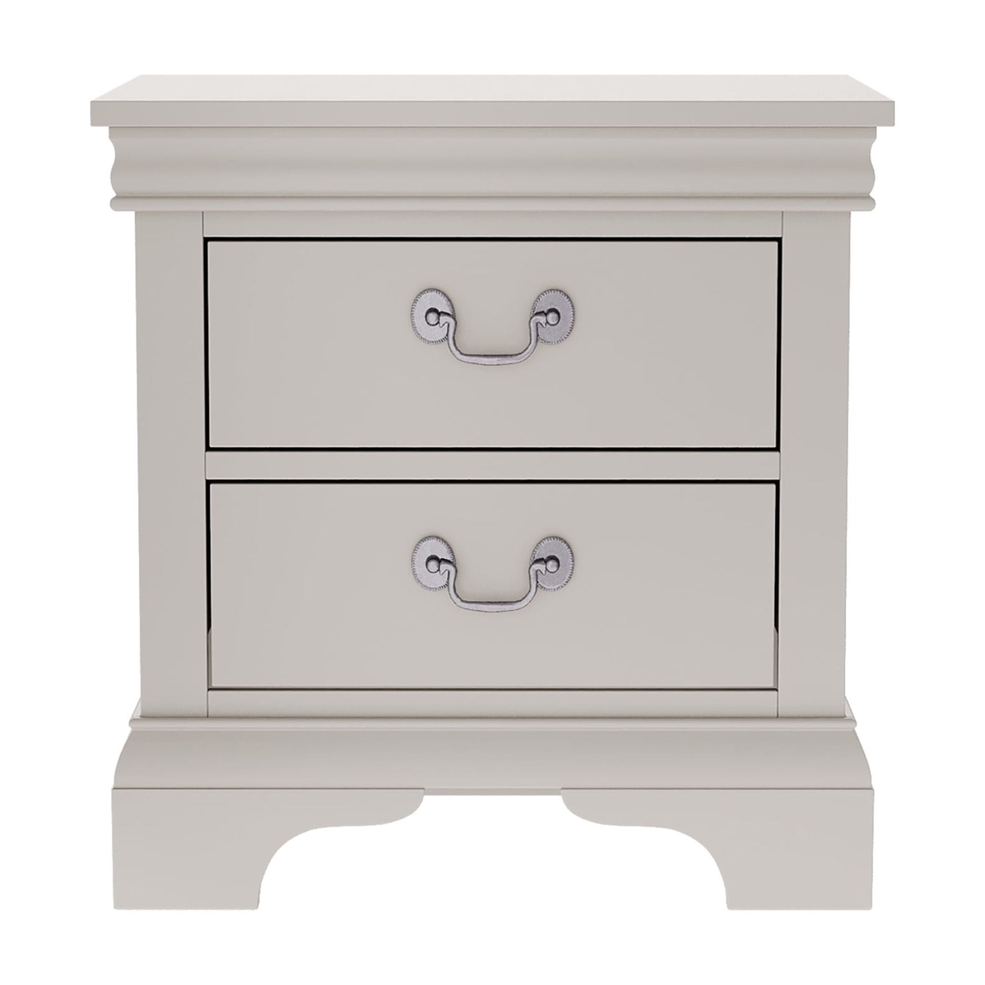 Traditional 2-Drawer White Nightstand with Storage