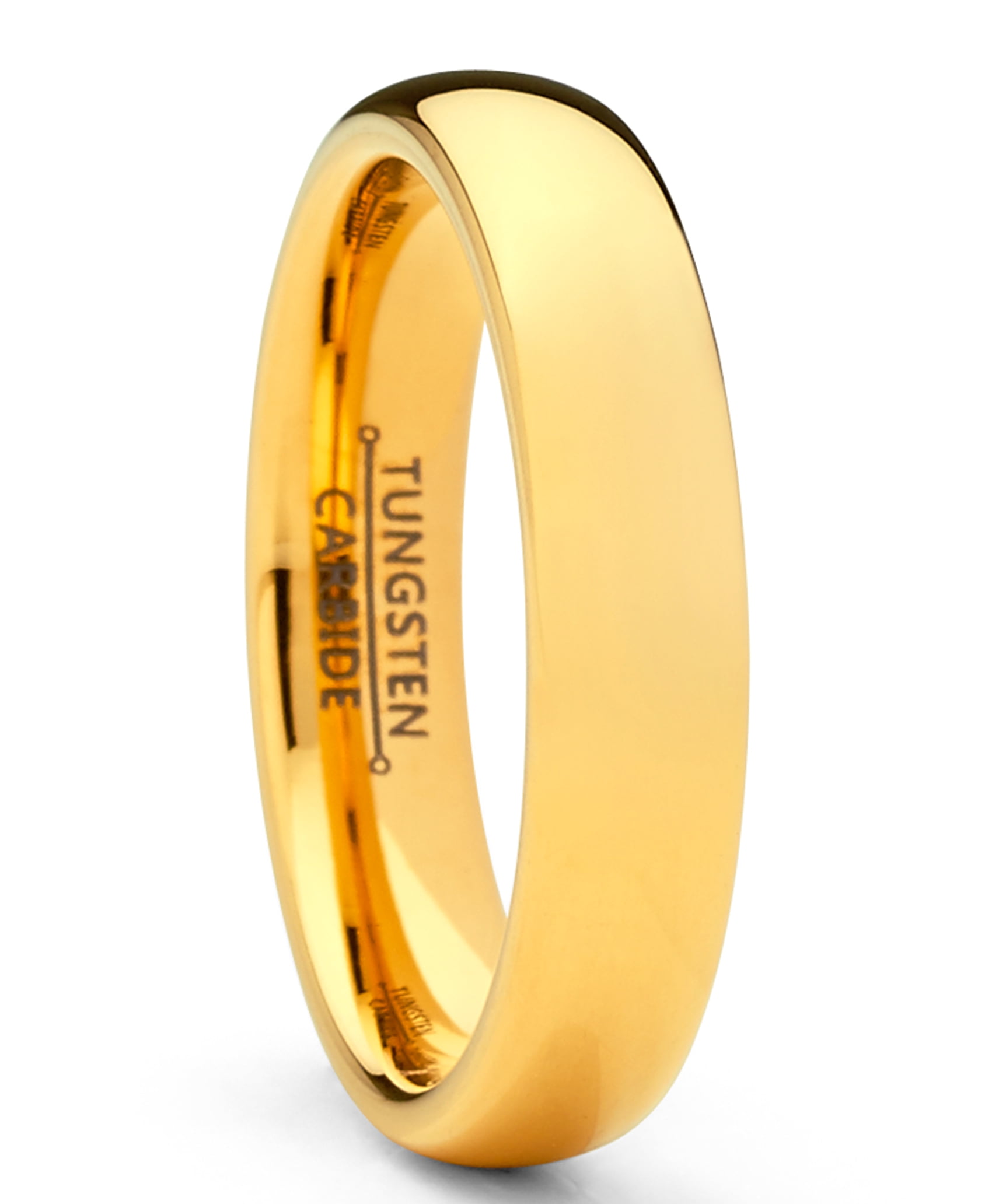 Ring Wright Co. Men Women Unisex Gold Tone Tungsten Wedding Band Engagement Ring 4mm Dome