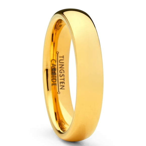 Men Women Unisex Gold Tone Tungsten Wedding Band Engagement Ring 4mm Dome 5