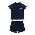 thumbnail image 3 of YUEHUA Toddler Kid Boys Plus Size Rash Guard Set for Kids Boys 2 Piece Short Sleeve Swim Shirts with Trunks Quick Dry Bathing Suits Swim Set, Size 150, 3 of 9