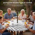 thumbnail image 3 of Round Outdoor Tablecloth with Umbrella Hole and Zipper, Gray Palm Leaf Tablecloth with Elastic Waterproof, Tropical Botanical Leaves Minimalist Patio Table Covers for 36" - 44" Picnic Pool Tables, 3 of 9