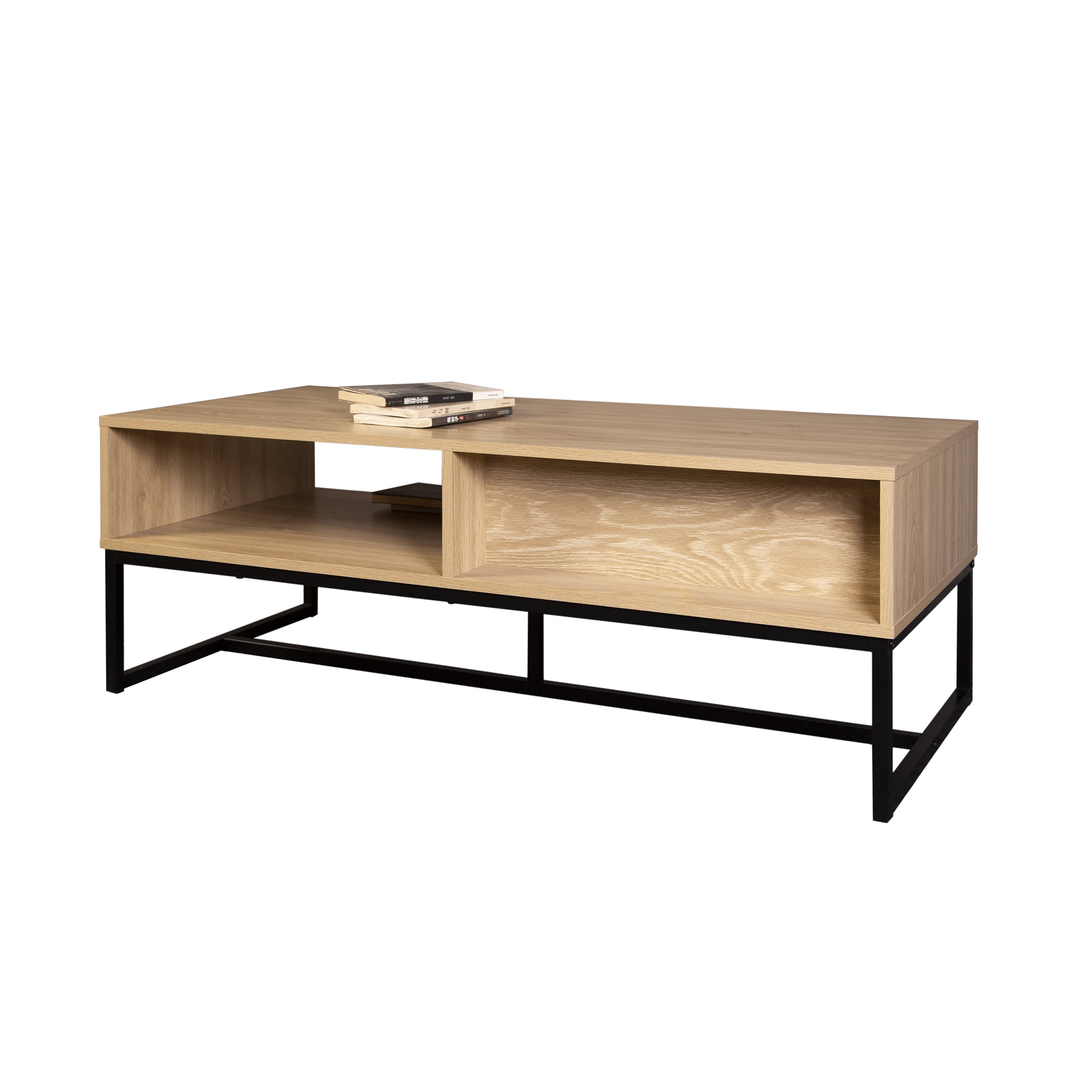 Cove Coastal Modern TV Stand with Storage Cubby and Drawer, Natural Wood