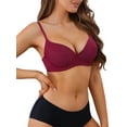 thumbnail image 5 of INSPIRE CHIC Women's Push-Up Minimizers Bra Adjustable Straps Solid Underwired Bra 36B Wine Red, 5 of 5