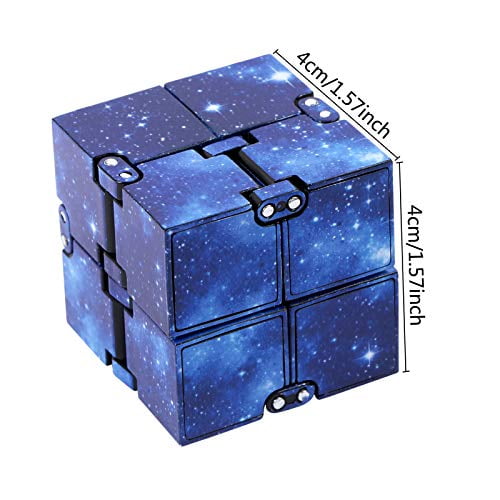 EVERMARKET Infinity Fidget Cube for Kids and Adults Stress and Anxiety Relief Cool Hand Mini Kill Time Toys Infinite Cube for Add Blue Galaxy Space ADHD