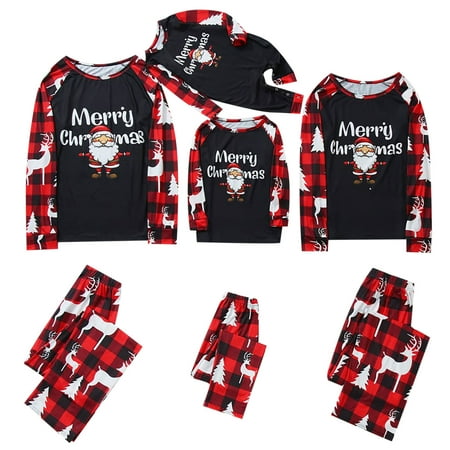 

REORIAFEE Matching Christmas Family Pajamas Sets Xmas Elk Reindeer Print Pjs Plaid Holiday Sleepwear Christmas Pajamas for Family Women XXL