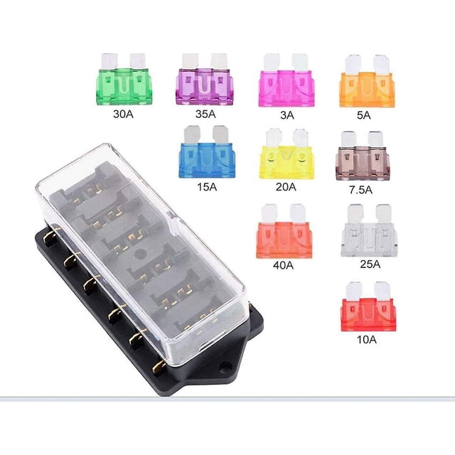 Bh-4p 12v 24v 32v Caja de fusibles de portafusibles de cuchilla estándar de 6 vías para barco Camping Car y otro vehículo, con fusible de 10 cuchillas. Afortunado Sencillez