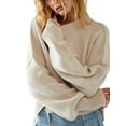 thumbnail image 1 of xiaxaixu Chandail en Tricot Uni/à Rayures pour Femmes Col Rond Manches Longues Pulls Amples Printemps Automne Décontractés Mode Urbaine, 1 of 5