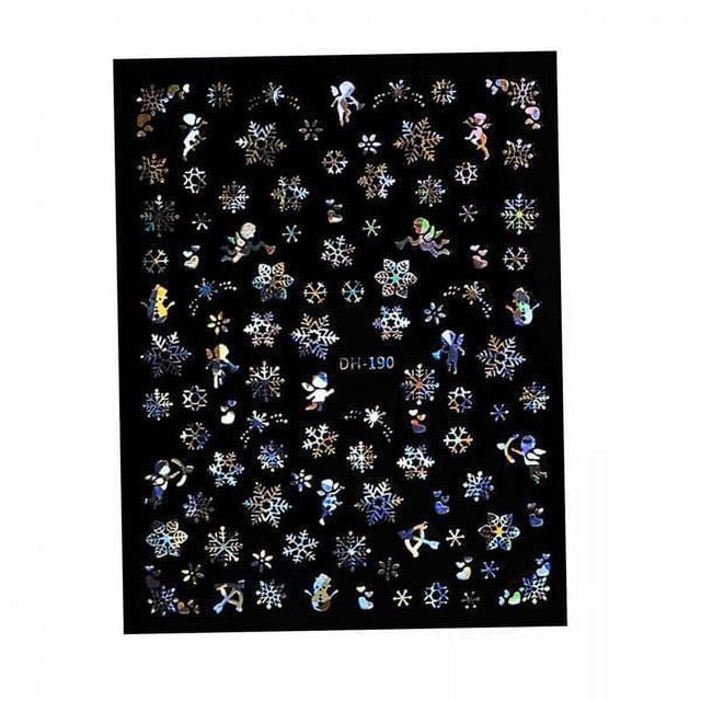 2x Navideñas para Decoración de Uñas Calcomanías Autoadhesivas Diseños 3D Láminas para Uñas de Bricolaje - DH-190 Plata 2 piezas