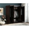 thumbnail image 2 of 100% Solid Wood Kyle 4-Door Wardrobe Armoire with Mirrored, Solid Wood Doors, 2 of 5