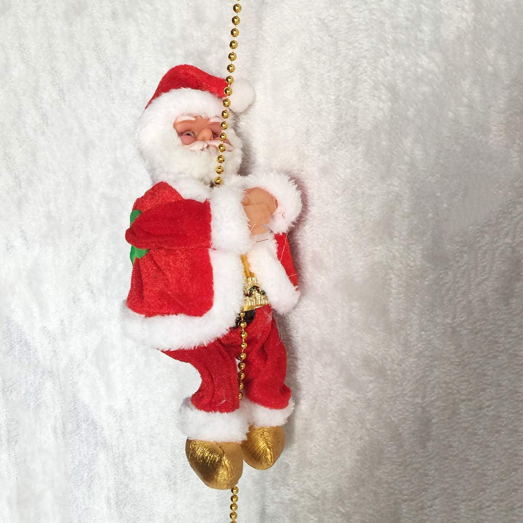 Electric Climbing Doll Santa Claus Christmas Xmas Music Figurine Photo Props US 