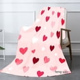 thumbnail image 2 of Amarainy Heart Pattern Flannel Blanket Pink Red White Love Design Soft Cozy Throw For Winter Gift Home Sofa Bed Decoration 50x60 inch, 2 of 5
