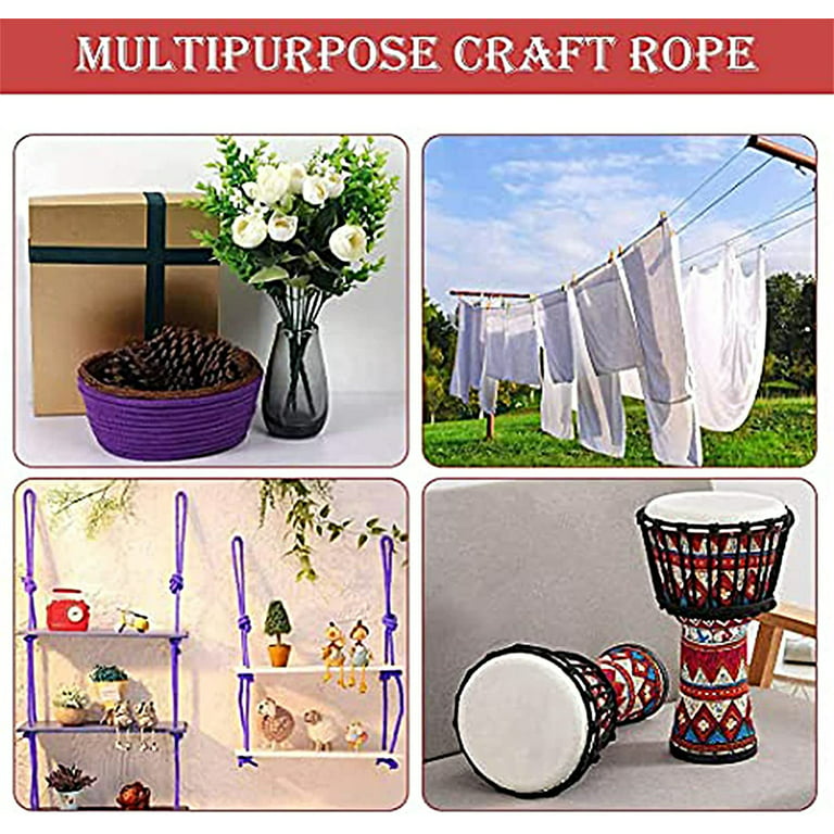 Casewin Soft Cotton Rope-32 feet 10m Multi-Function Natural Durable Long  Rope DIY Project (Black) 