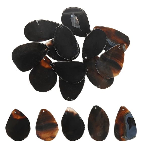 Uxcell Agate Slices - Black 12 Pcs Natural Irregular Geode Agate with Holes Healing Crystals Geode Stones, [for DIY Jewelry Making Home Decoration]