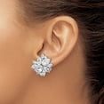 thumbnail image 3 of Auriga Fine Jewelry 925 Sterling Silver Rh-plated and Marquise-cut CZ Cluster Post Omega Back Stud Earrings for Women, 3 of 6